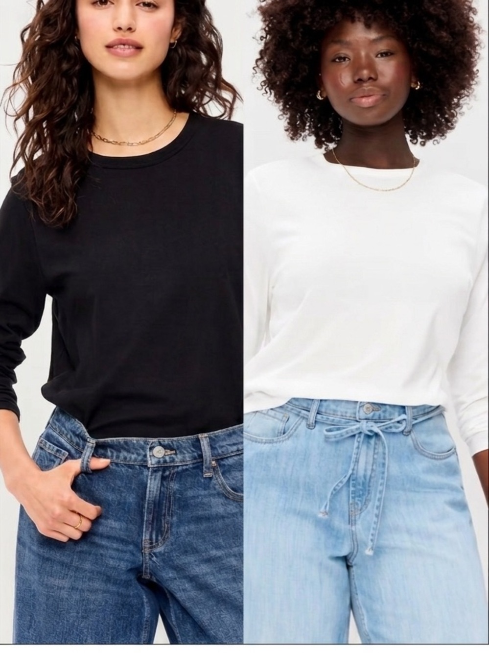 Old Navy EveryWear Long-Sleeve T-Shirt bundle 2x white and black size XL